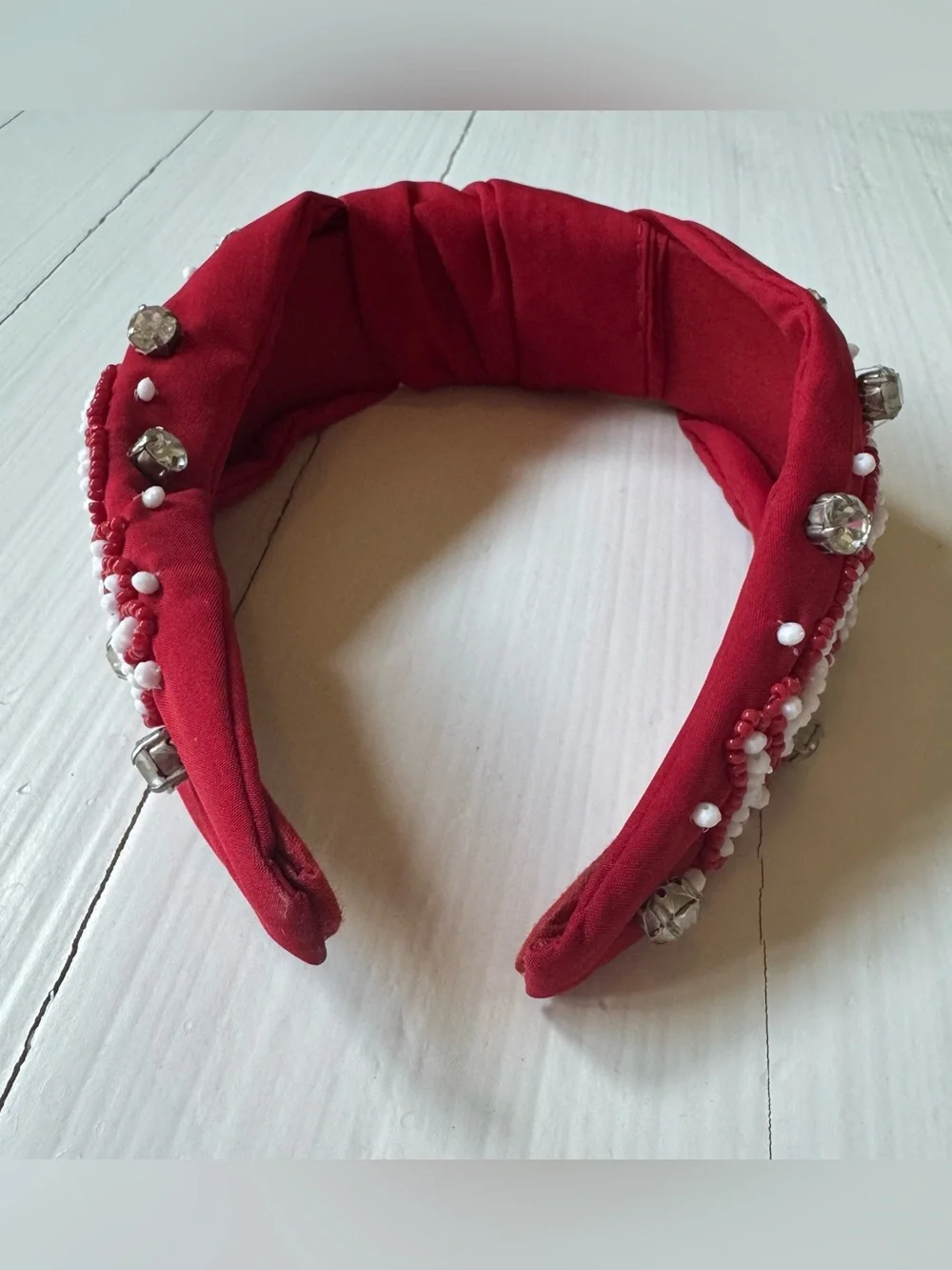 Red “GAMEDAY” Beaded Rhinestone Knotted Headband | Football Game Day